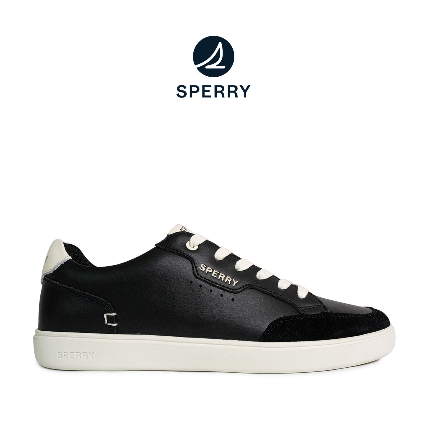 Sperry Men's Crew 90 Leather Sneakers - Black/Off-White (25S00461)