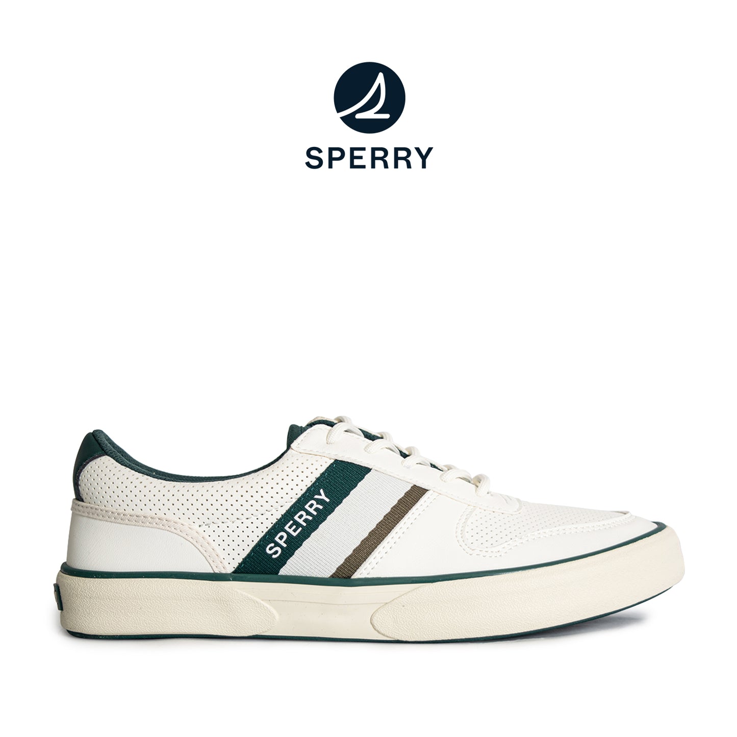 Sperry Men's Halyard Retro II Sneakers - Off-White/Dark Green (25S00521)
