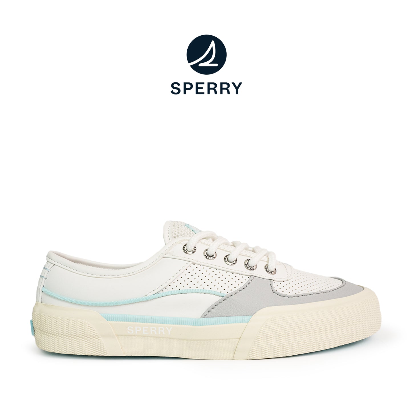 Sperry Women's Soletide Leather Sneakers - White/Blue (25S00932)