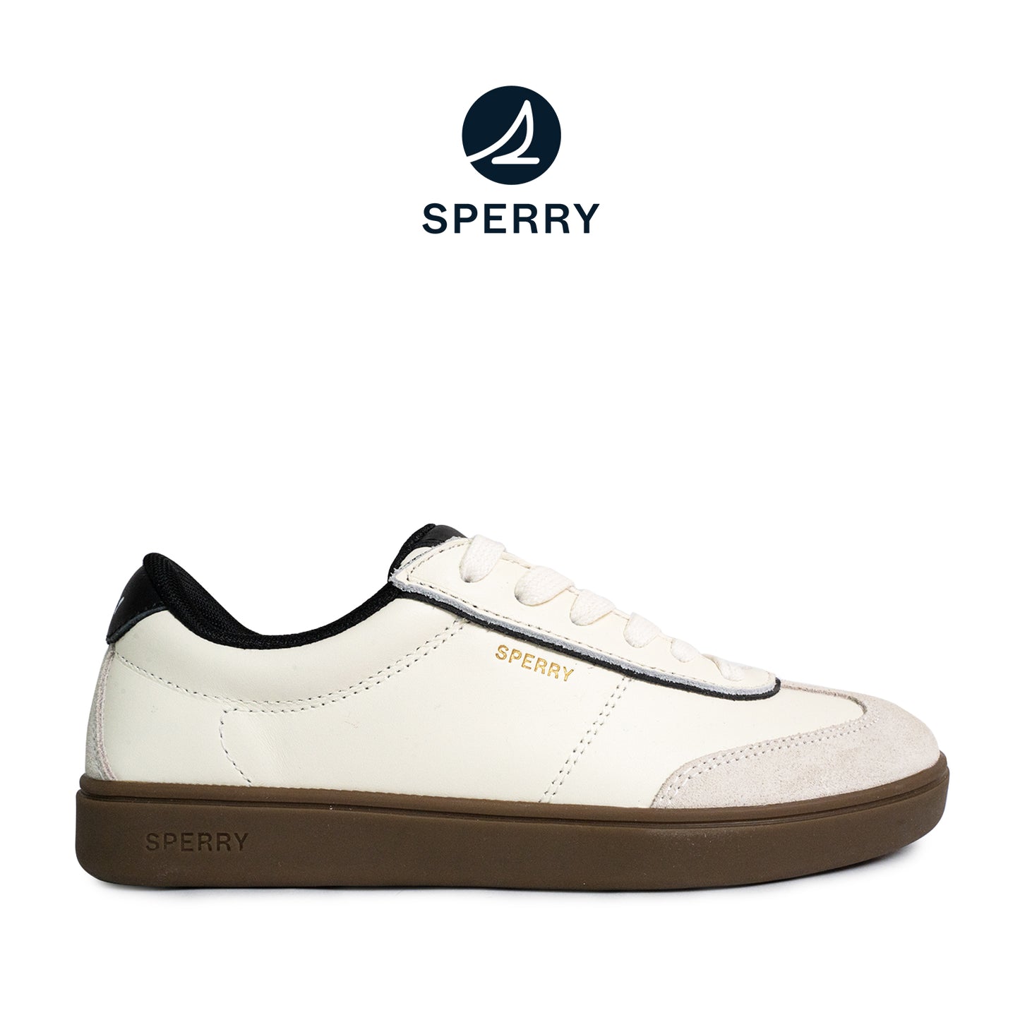 Sperry Women's Pier 90 Leather Sneakers - Off White/Black/Gum (25S00972)