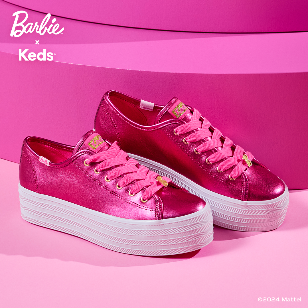 Keds Women's Barbie Triple Up Metallic Leather Sneaker Pink (WH68064)