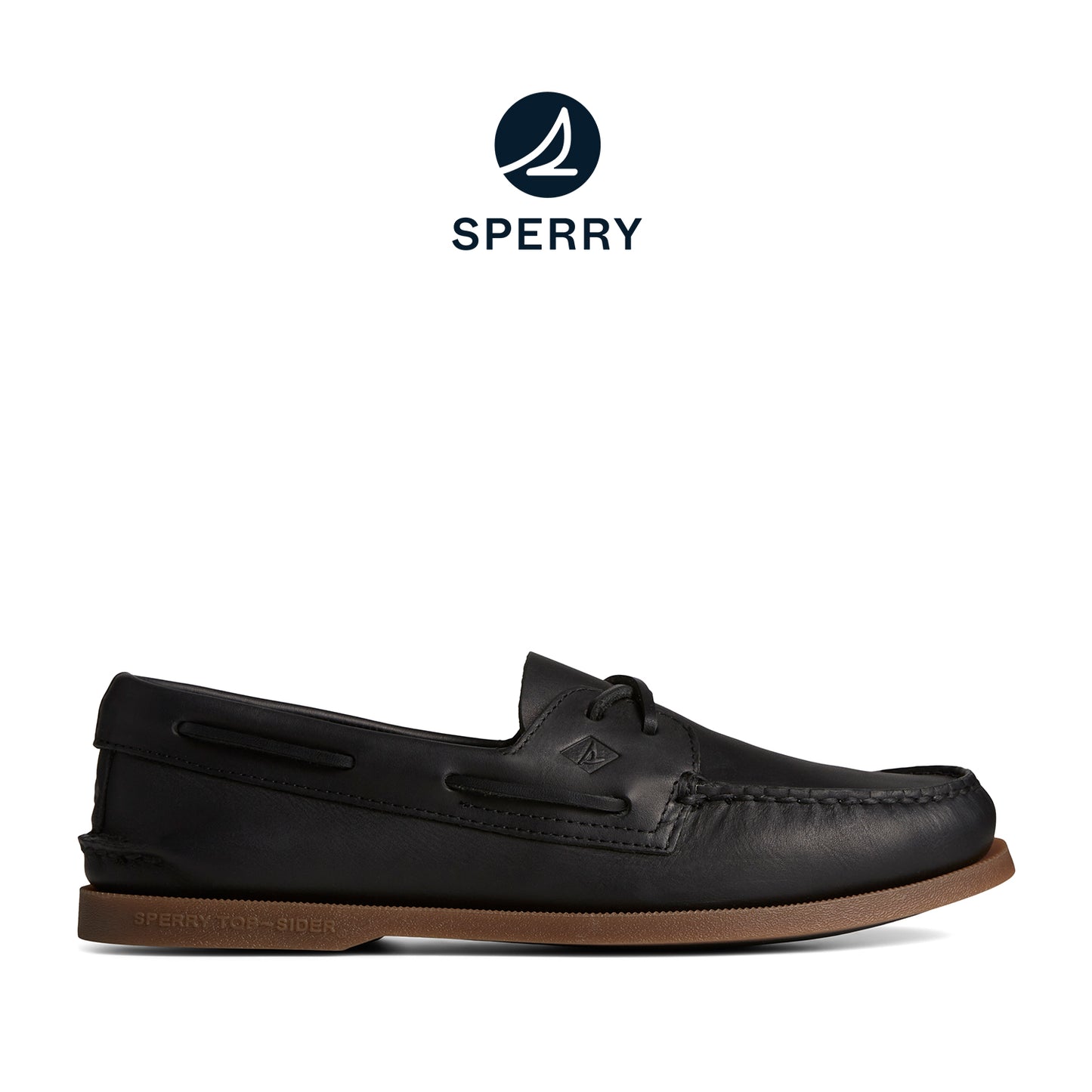 Sperry Men's Authentic Original™ Cross Lace Leather Boat Shoes Topsider - Black (4F001310)