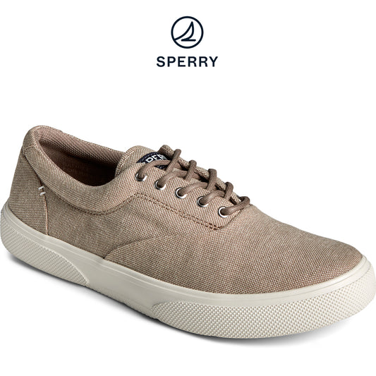 (OFF) Sperry Men's SeaCycled™ Halyard CVO Baja Plushstep Sneaker Taupe (STS25089)
