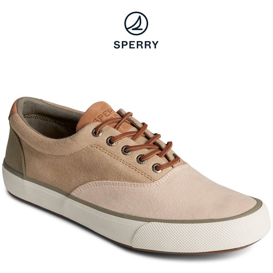 Sperry Men's SeaCycled Striper II CVO Twill Sneaker Tan (STS25427)