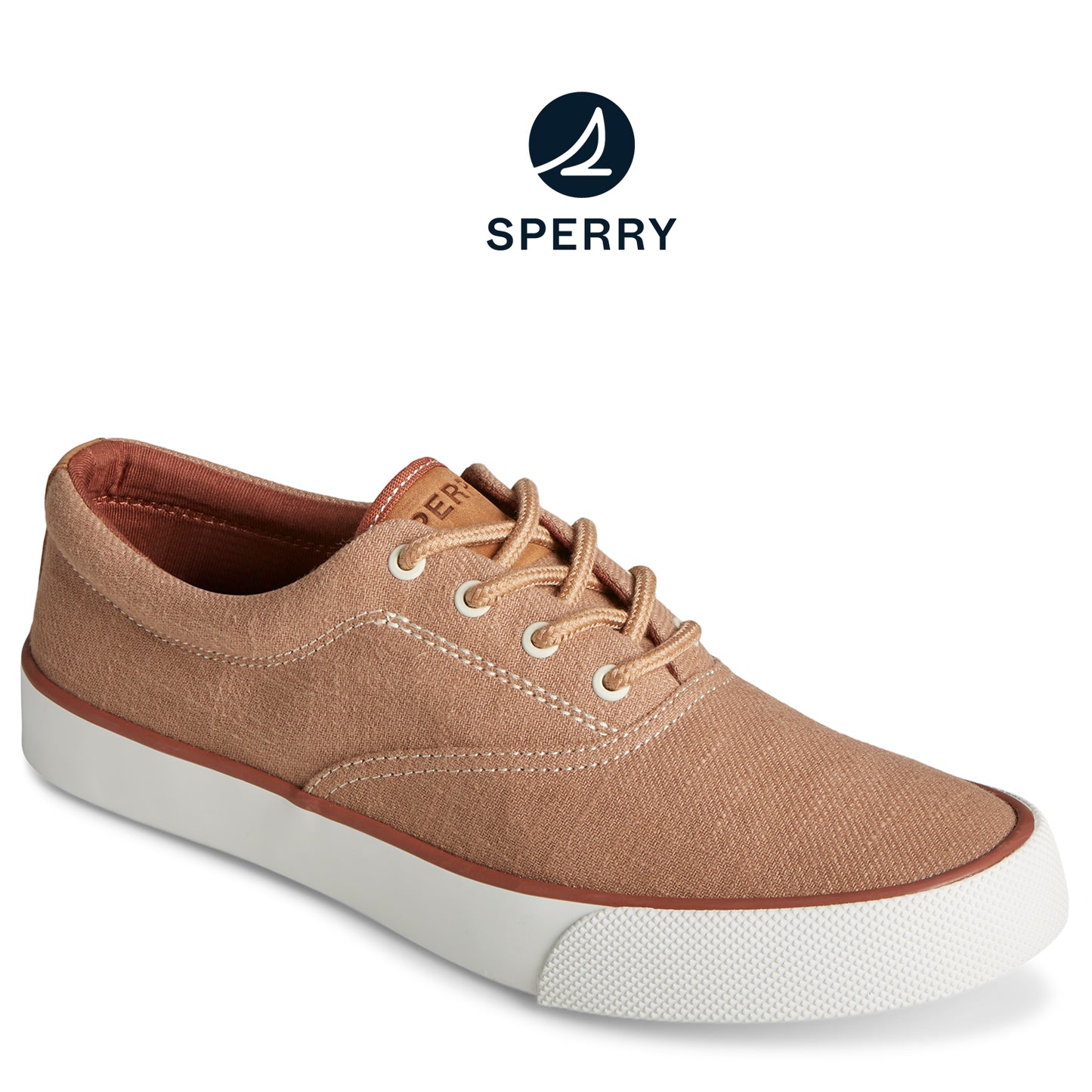 Sperry Men's SeaCycled™ Striper II Slub Linen Sneaker Taupe (STS25735)