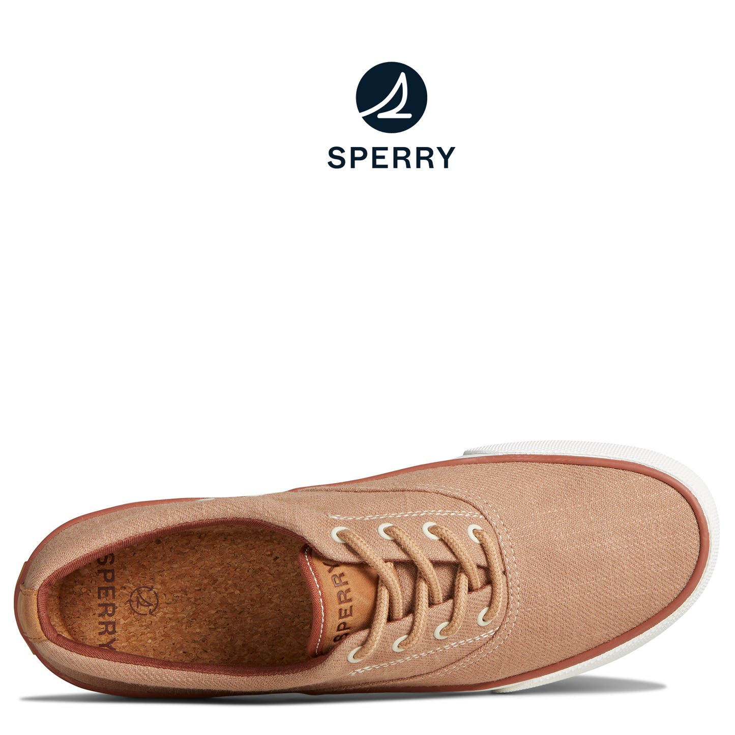 Sperry Men's SeaCycled™ Striper II Slub Linen Sneaker Taupe (STS25735)
