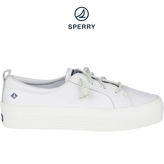 Sperry Women's Crest Vibe Platform Leather Sneaker White (STS84423)