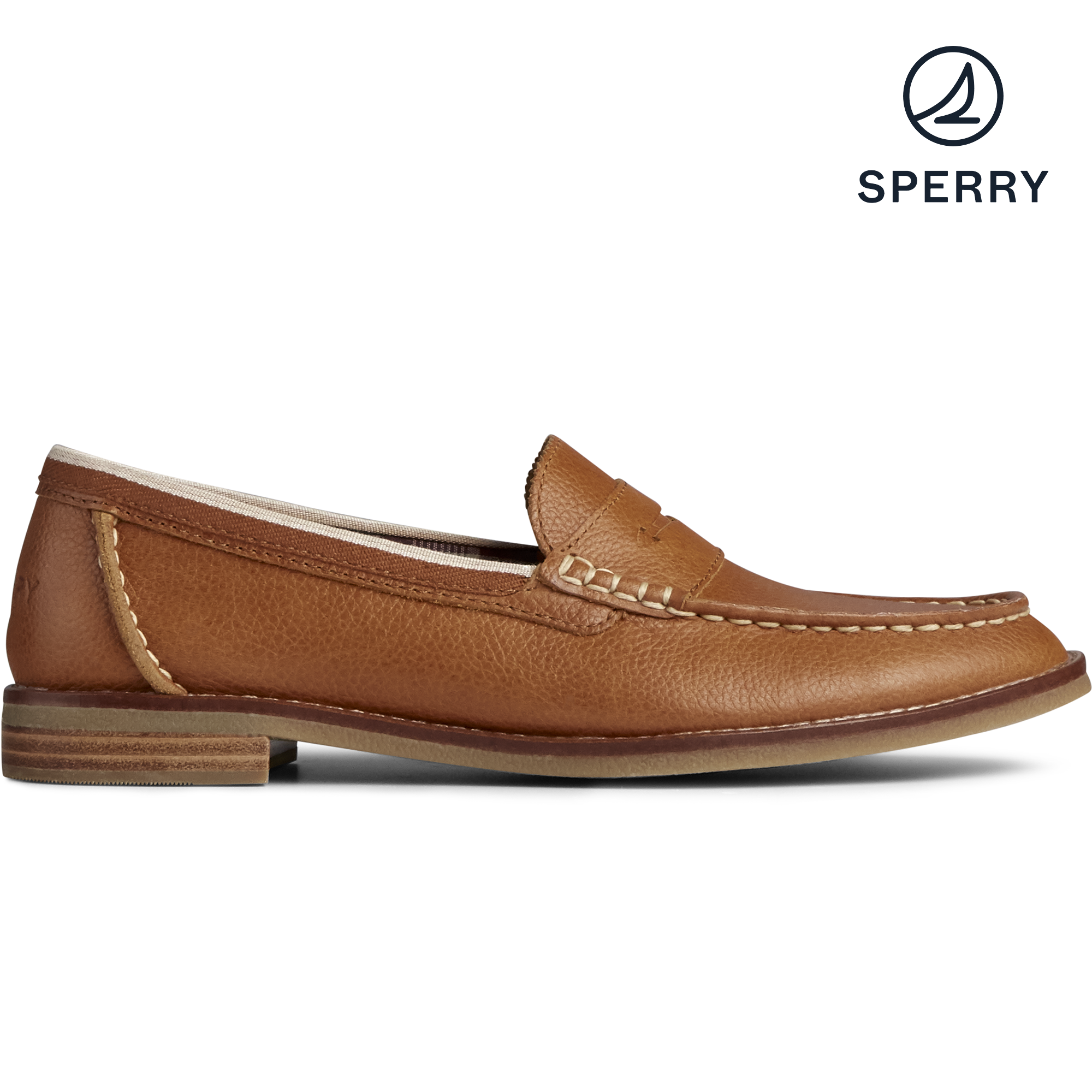 Sperry Women s Seaport Penny Tumbled Leather Loafer Tan STS85436