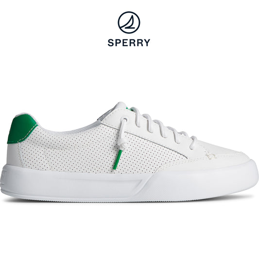 Sperry Women's Breaker Plushstep Sneaker White/Green (STS88388)