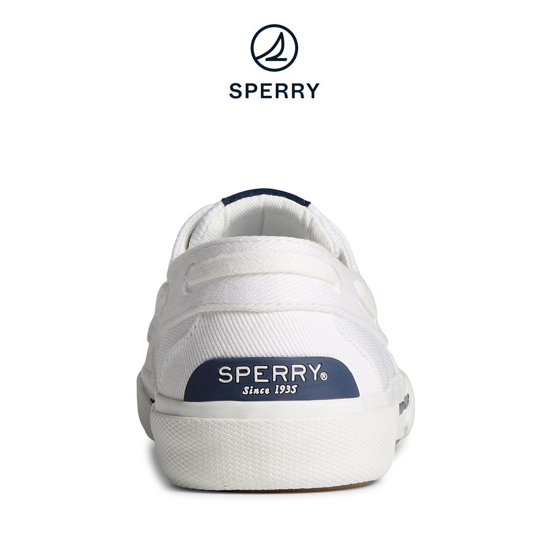 Sperry Women's Pier Wave Washed Heavy Twill Boat Sneaker White (STS88552)