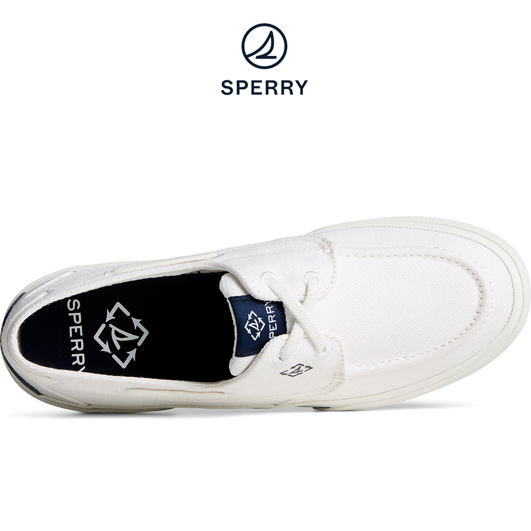 Sperry Women's Pier Wave Washed Heavy Twill Boat Sneaker White (STS88552)