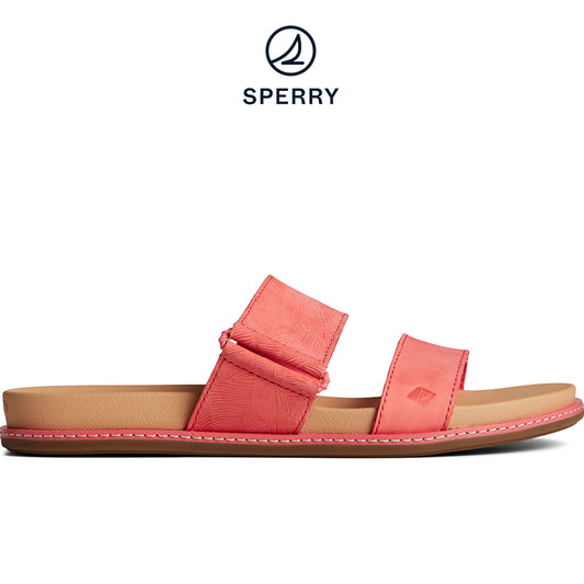 Sperry Women's Waveside PLUSHWAVE Palm Embossed Slide Sandal White Bright Pink (STS88635)