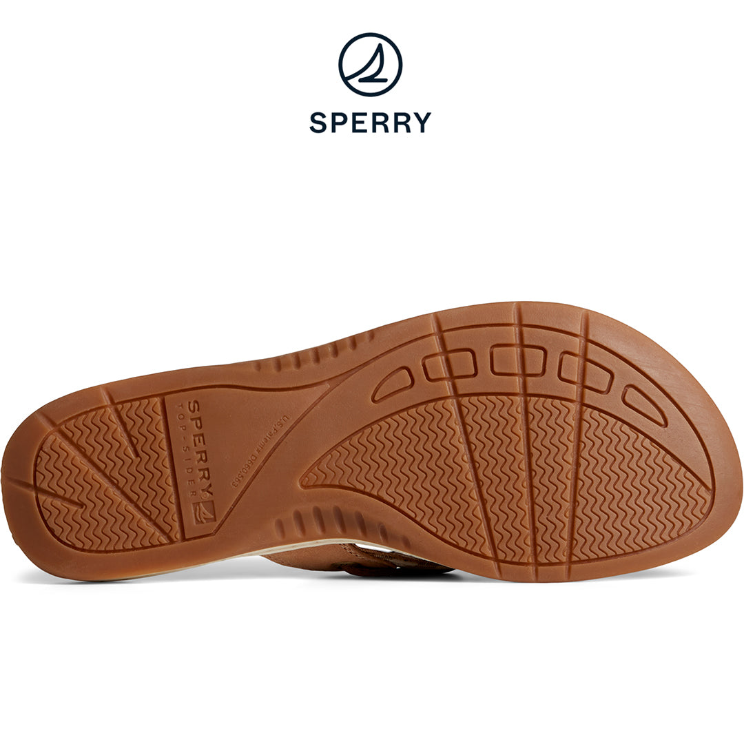 Sperry Women's Seafish Chambray Stripes Flip Flop Tan (STS88645)