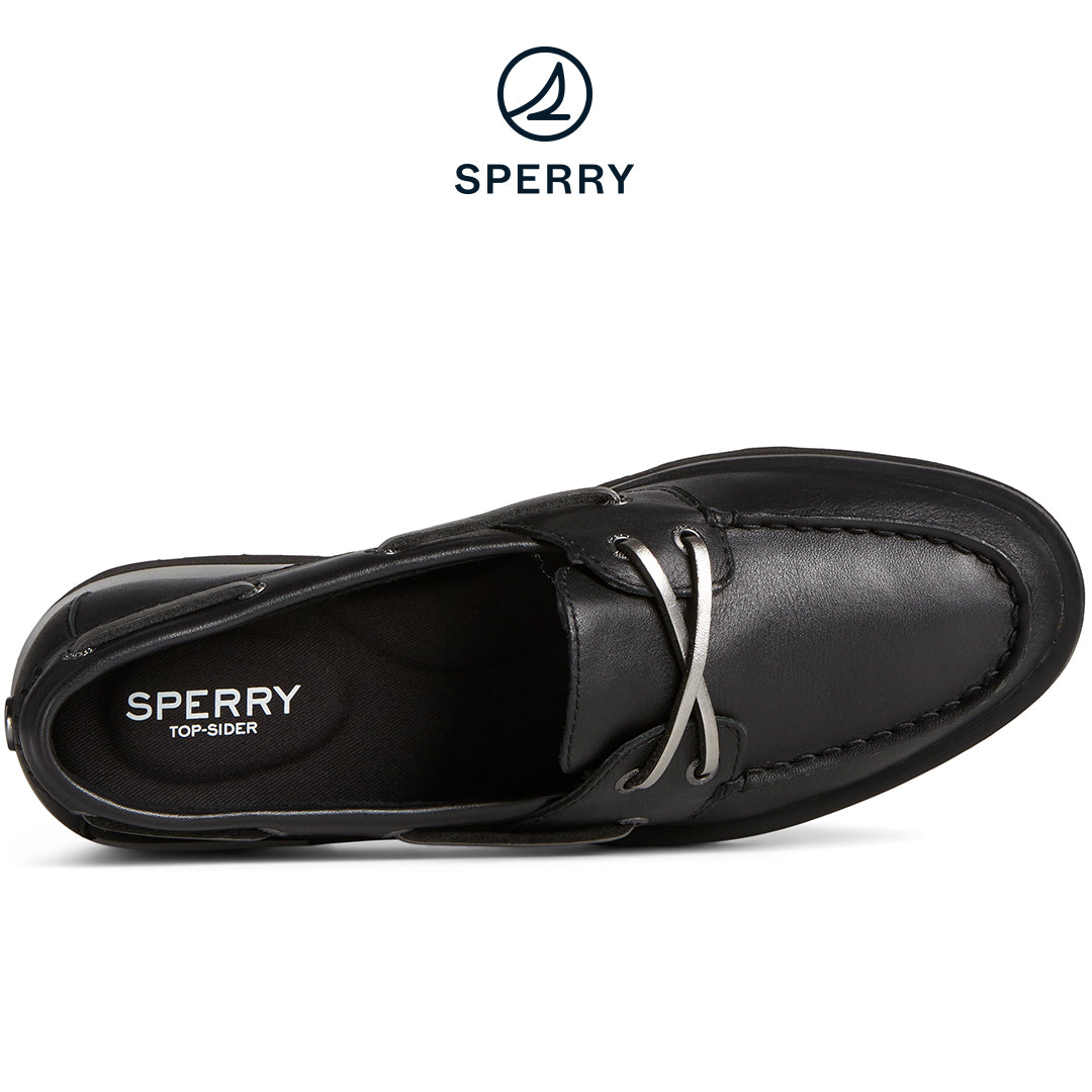 Sperry Women's Chunky 2-Eye Leather Boat Shoe Black (STS89097)