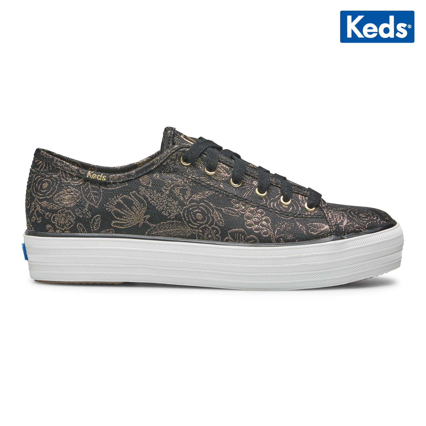 Women's Keds x Rifle Paper Co. Triple Kick Colette Jacquard Black (WF66766)