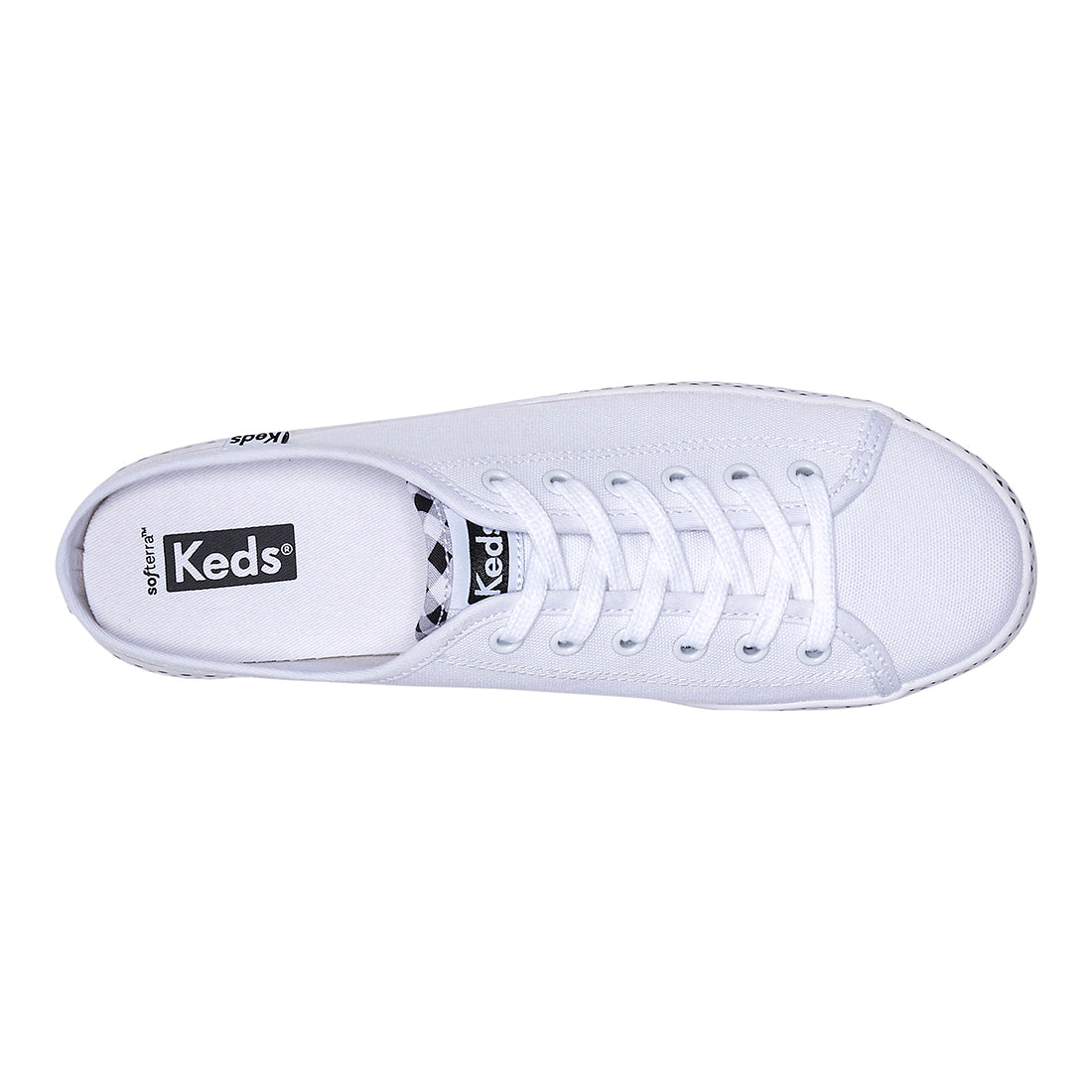 Keds Women's Kickstart Mule Canvas Gingham Piping White/Black (WF67777)