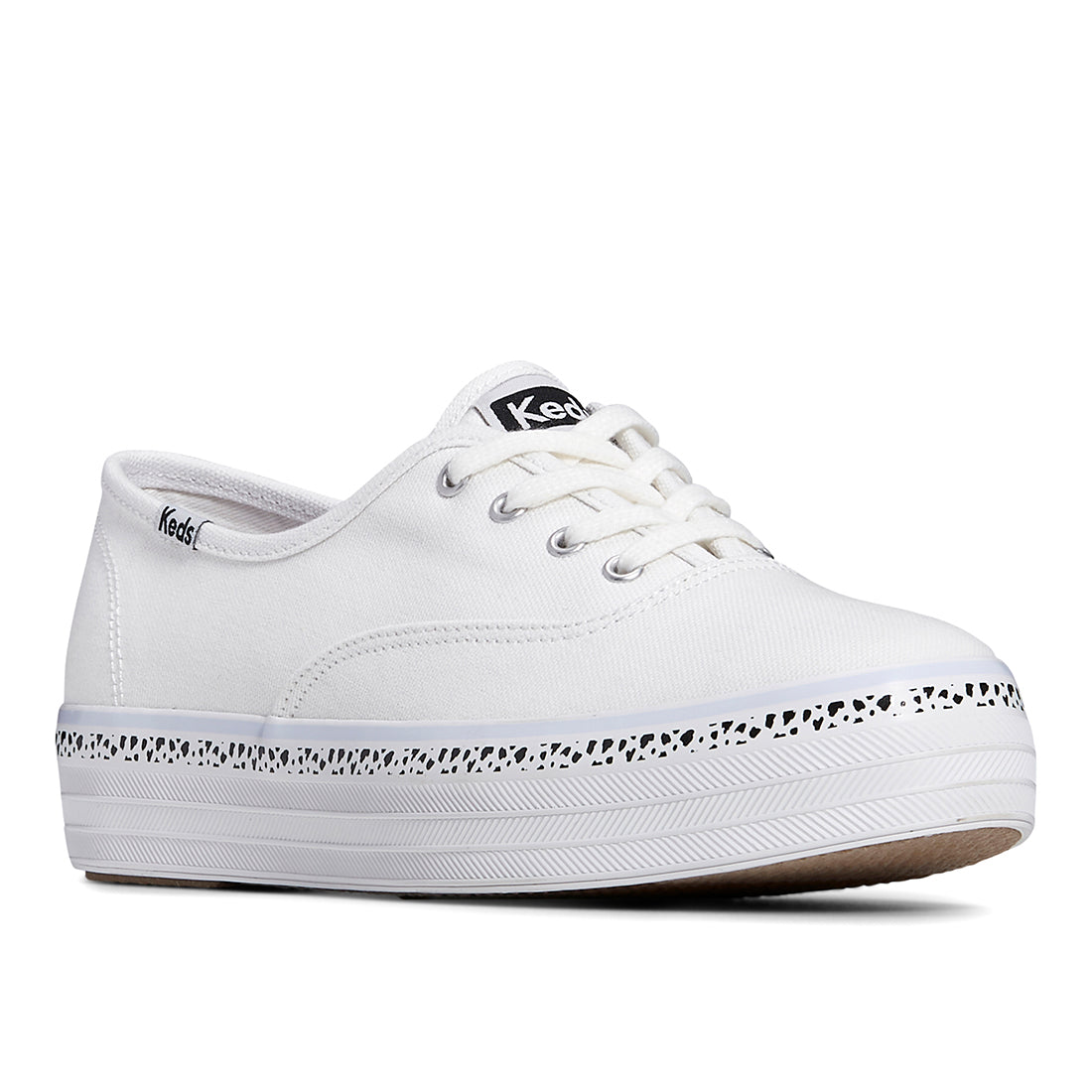 Keds Women's The Platform Canvas Spot Stripe Foxing Sneaker White (WF67826)