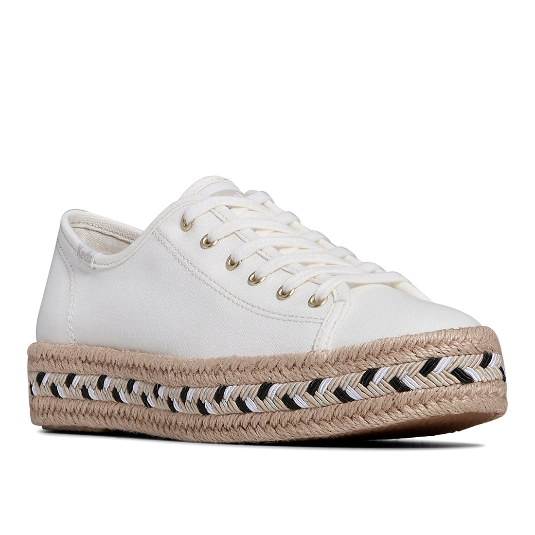 Keds Women's Triple Kick Canvas Jute Braid Foxing Sneaker Nat (WF67837)