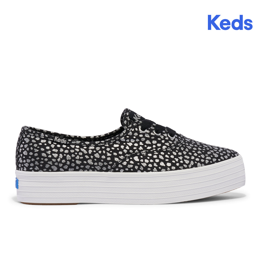 Keds Womens' Point Canvas Mini Dot Print Black/Silver (WF68017)