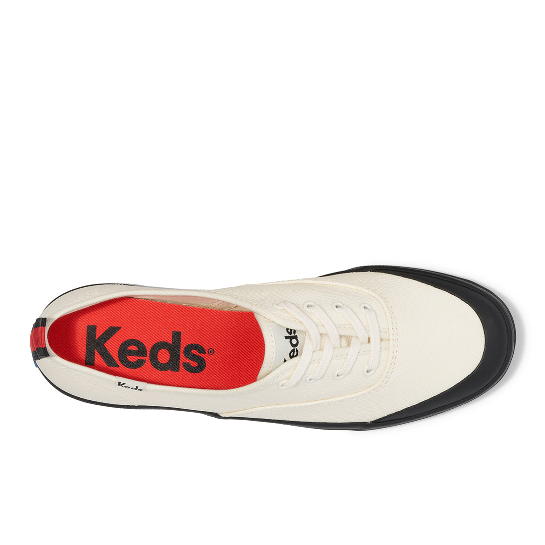 Keds Womens' Champion Toe Cap Trx Splash Canvas Sneaker White/Black (WF68080)