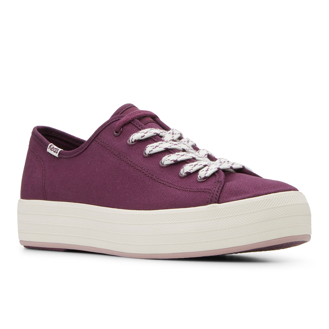Keds Womens' Triple Kick Canvas Bottom Foxing Stripe Burgundy (WF68116)
