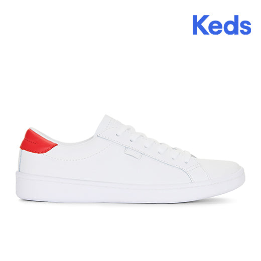 Keds Women's Ace Leather Sneaker White / Red (WH67878)