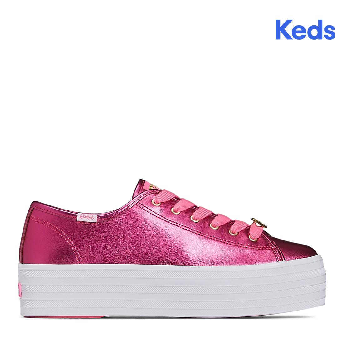 Keds Women's Barbie Triple Up Metallic Leather Sneaker Pink (WH68064)