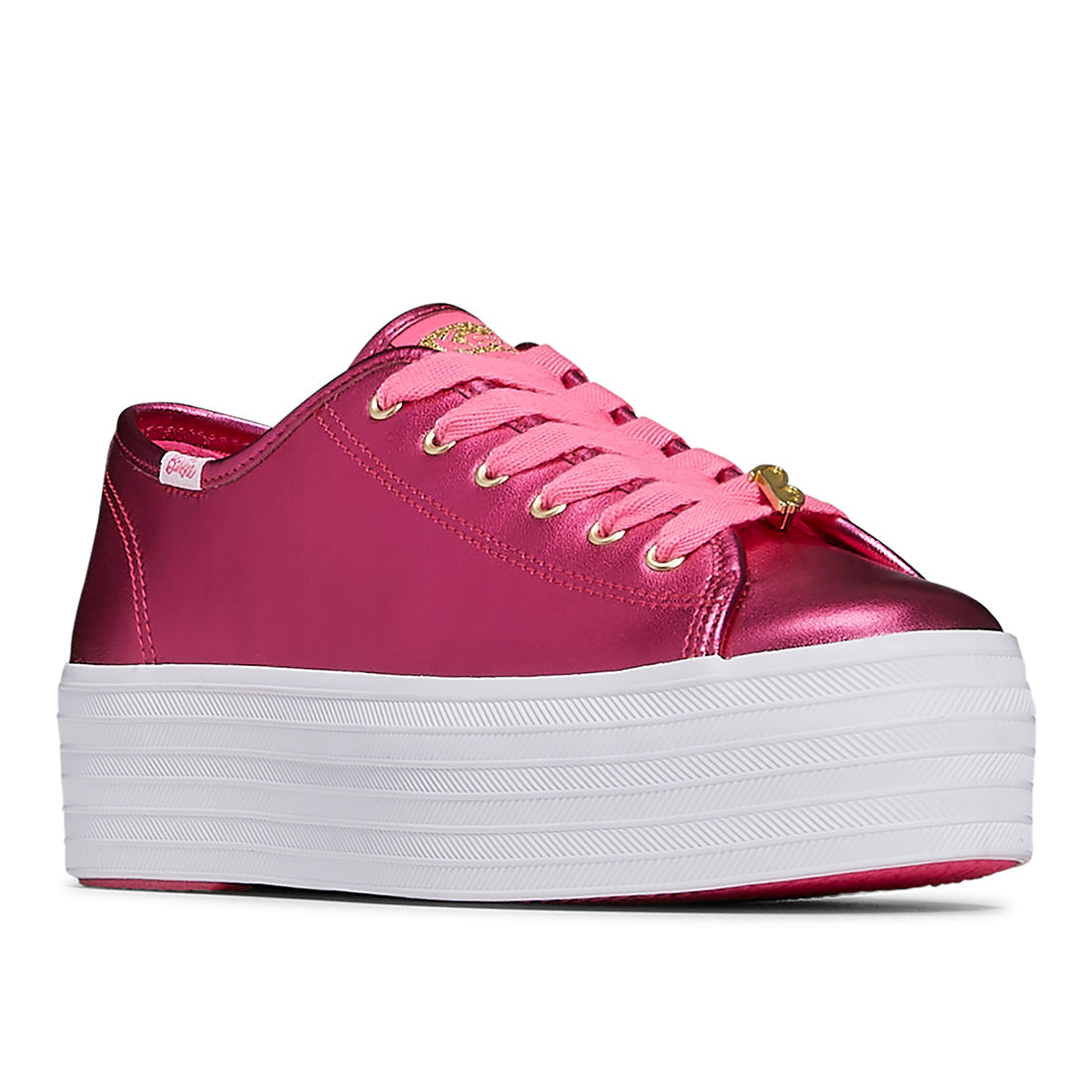 Keds Women's Barbie Triple Up Metallic Leather Sneaker Pink (WH68064)