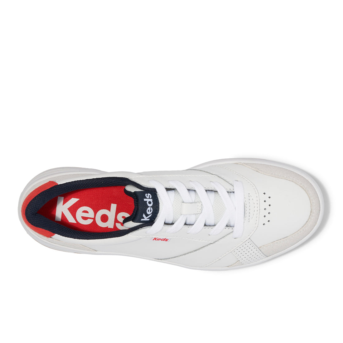 Keds Womens' The Court Leather/Suede Off White/Red (WH68197)