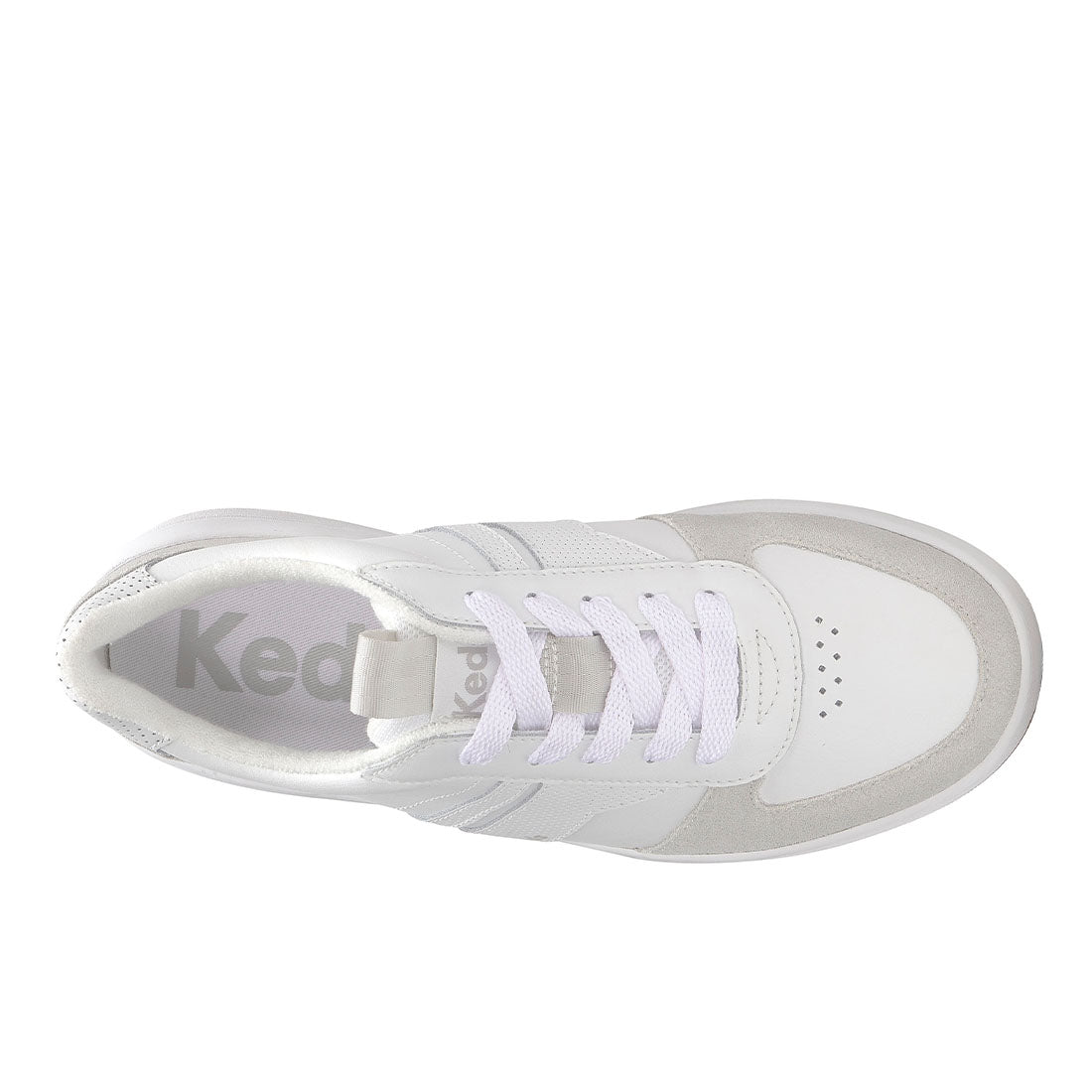 Keds Women's The Court II Leather/Suede Sneaker White/Grey (WH68488-CRTII6110)