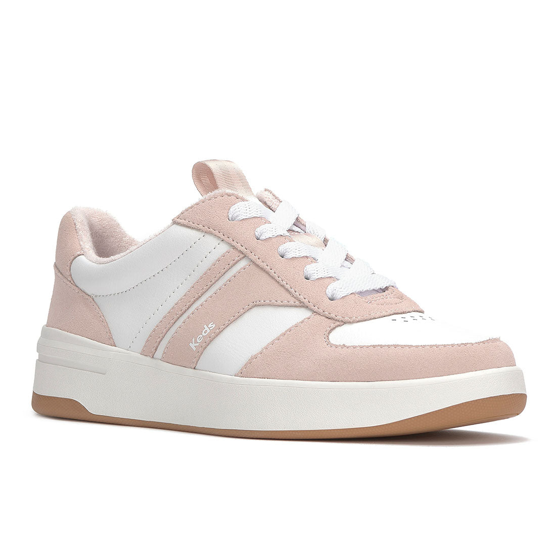 Keds Women's The Court II Leather/Suede Sneaker White/Blush (WH68495-CRTII7680)