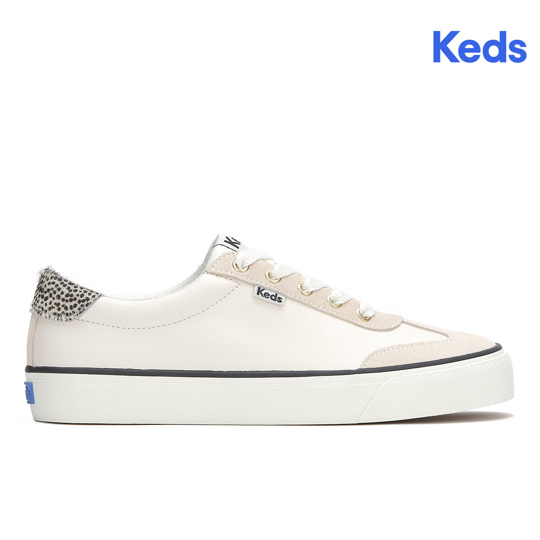 Keds Women's Jump Kick T-Toe Leather/Suede Hair Calf Heel Sneaker Snow White/Cream/Black (WH68631-JKTOE7110)