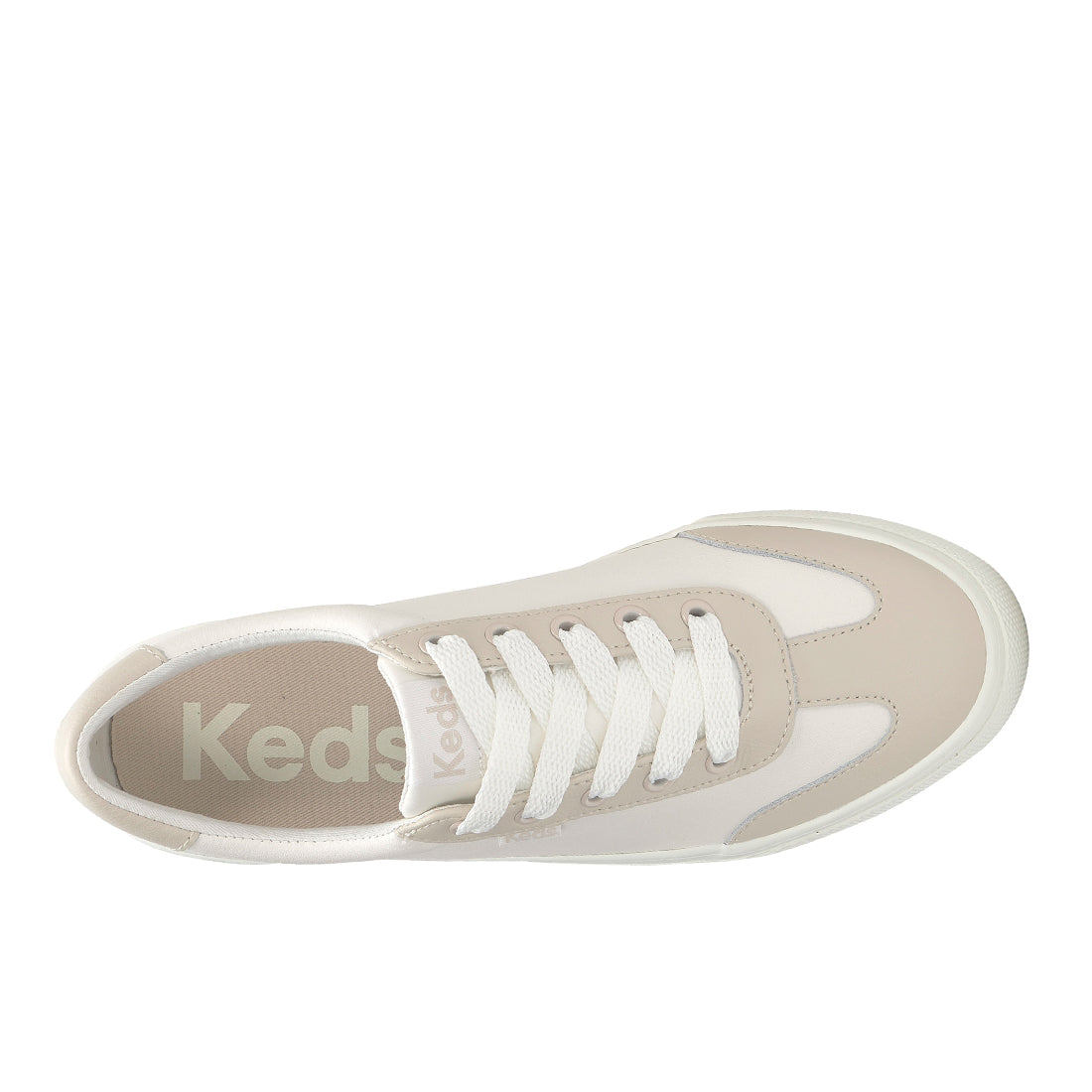 Keds Women's Jump Kick T-Toe Leather Sneaker Snow White/Oatmeal (WH68636-JKTOE6110)