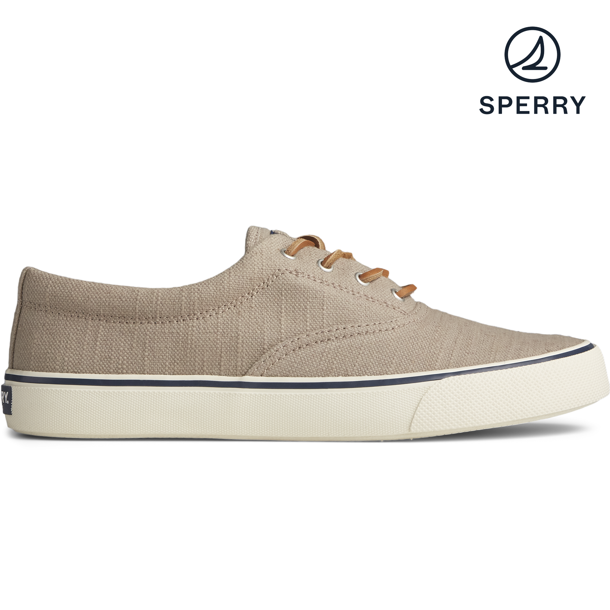 Sperry Men s Striper II Baja Linen Sneaker Taupe STS23058