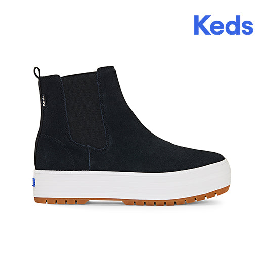 Keds Women's The Platform Chelsea Lug Suede--Blk-Black