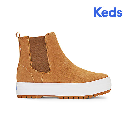 Keds Women's The Platform Chelsea Lug Suede--Brn-Brown