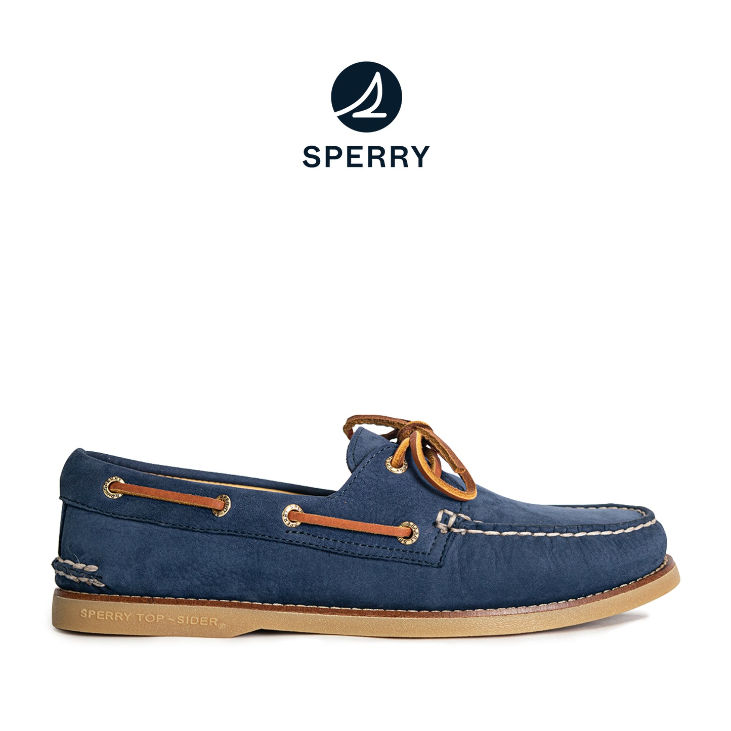 Sperry Men's Gold Authentic Original™ 2-Eye Nubuck Boat Shoes Topsider - Navy (10398460)