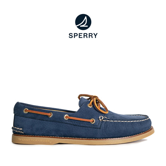 Sperry Men's Gold Authentic Original™ 2-Eye Nubuck Boat Shoes Topsider - Navy (10398460)
