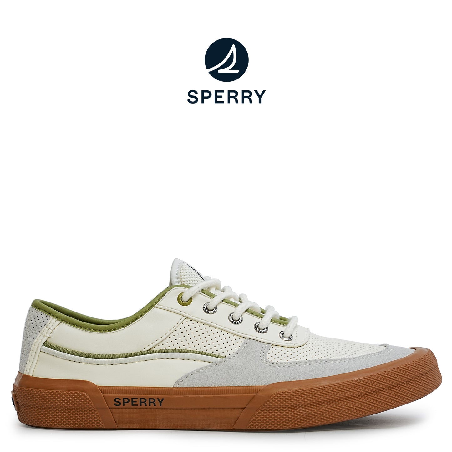 Sperry Men's Soletide Leather Sneakers - Offwhite/Sage/Blue (25F03491)