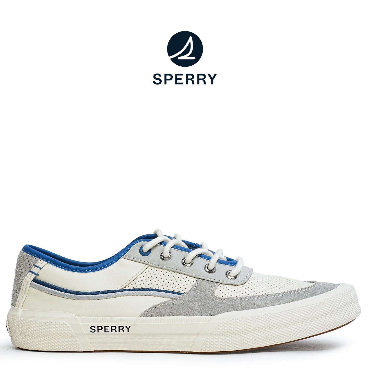 Sperry Men's Soletide Leather Sneakers - Offwhite/Blue/Grey (25F03511)