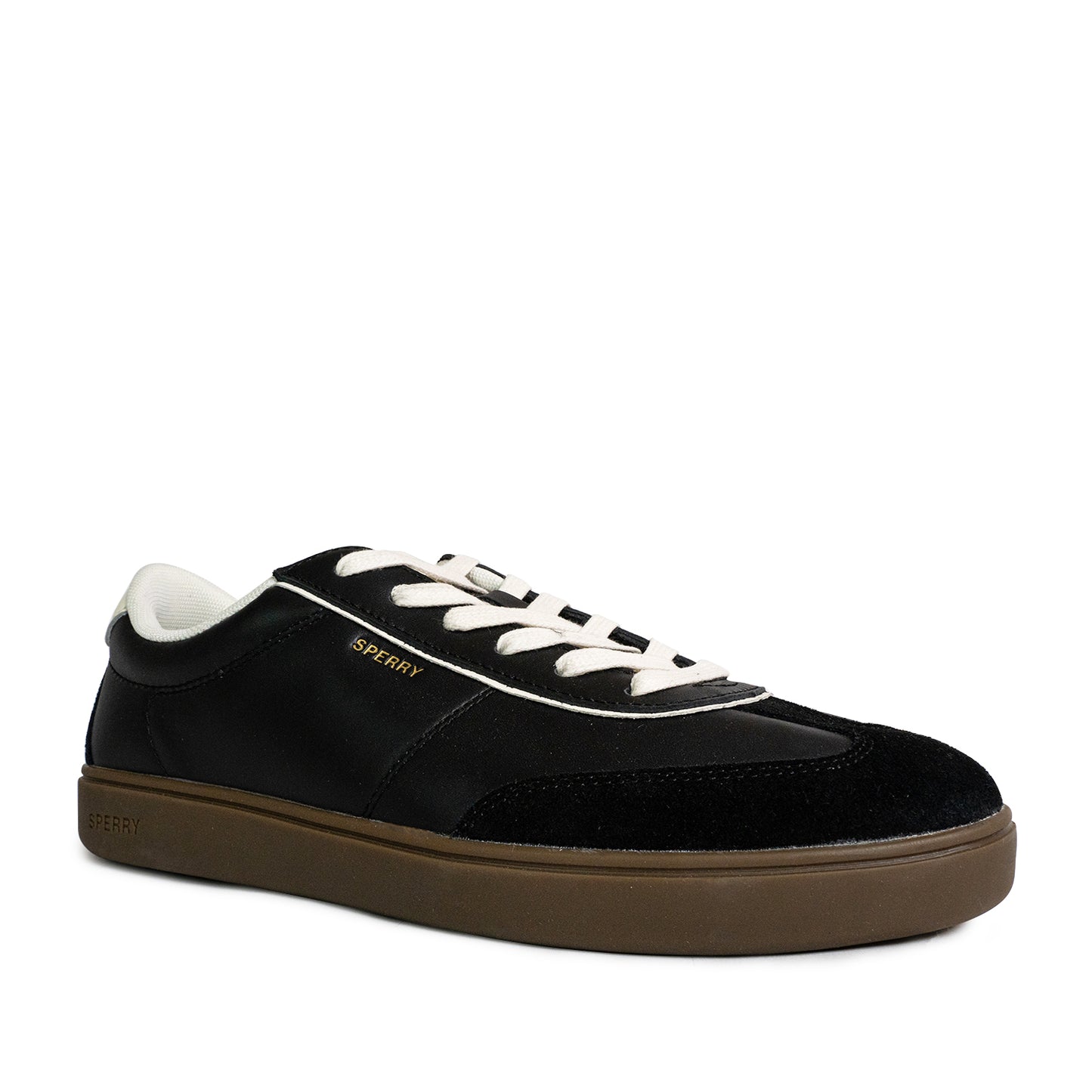 Sperry Men's Pier 90 Leather Sneakers - Black/White/Gum (25S00441)