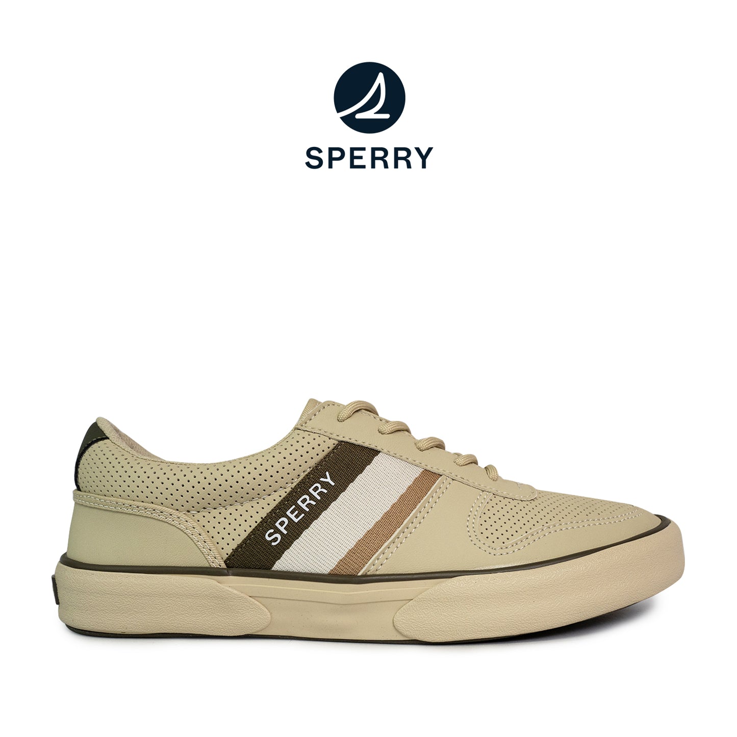 Sperry Men's Halyard Retro II Sneakers - Off-White/Olive/Khaki (25S00541)