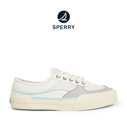 Sperry Women's Soletide Leather Sneakers - White/Blue (25S00932)