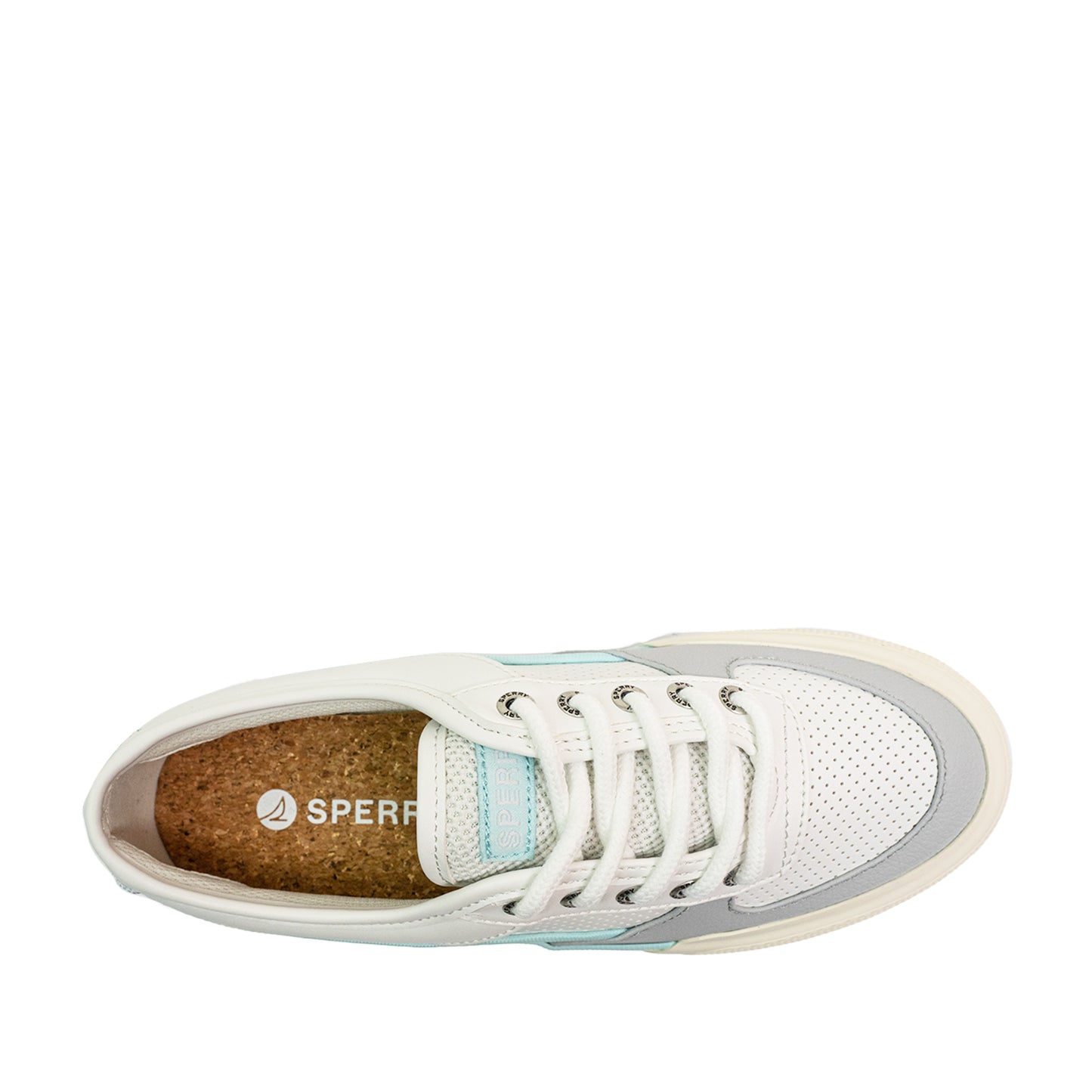 Sperry Women's Soletide Leather Sneakers - White/Blue (25S00932)