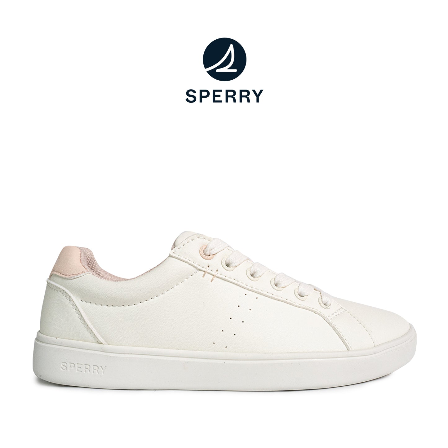 Sperry Women's Deck 90 LTT Leather Sneakers - White/Pink (25S01162)