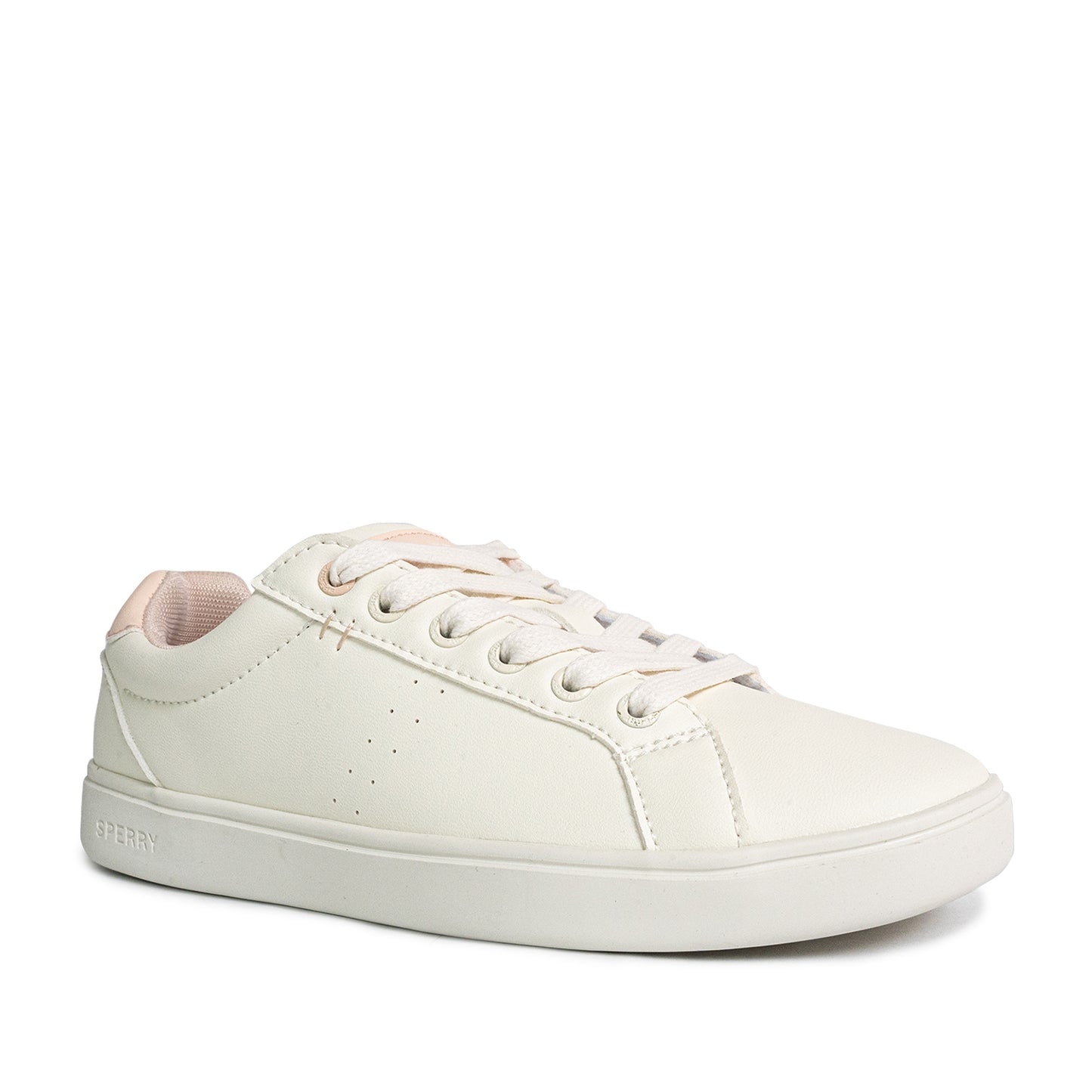 Sperry Women's Deck 90 LTT Leather Sneakers - White/Pink (25S01162)