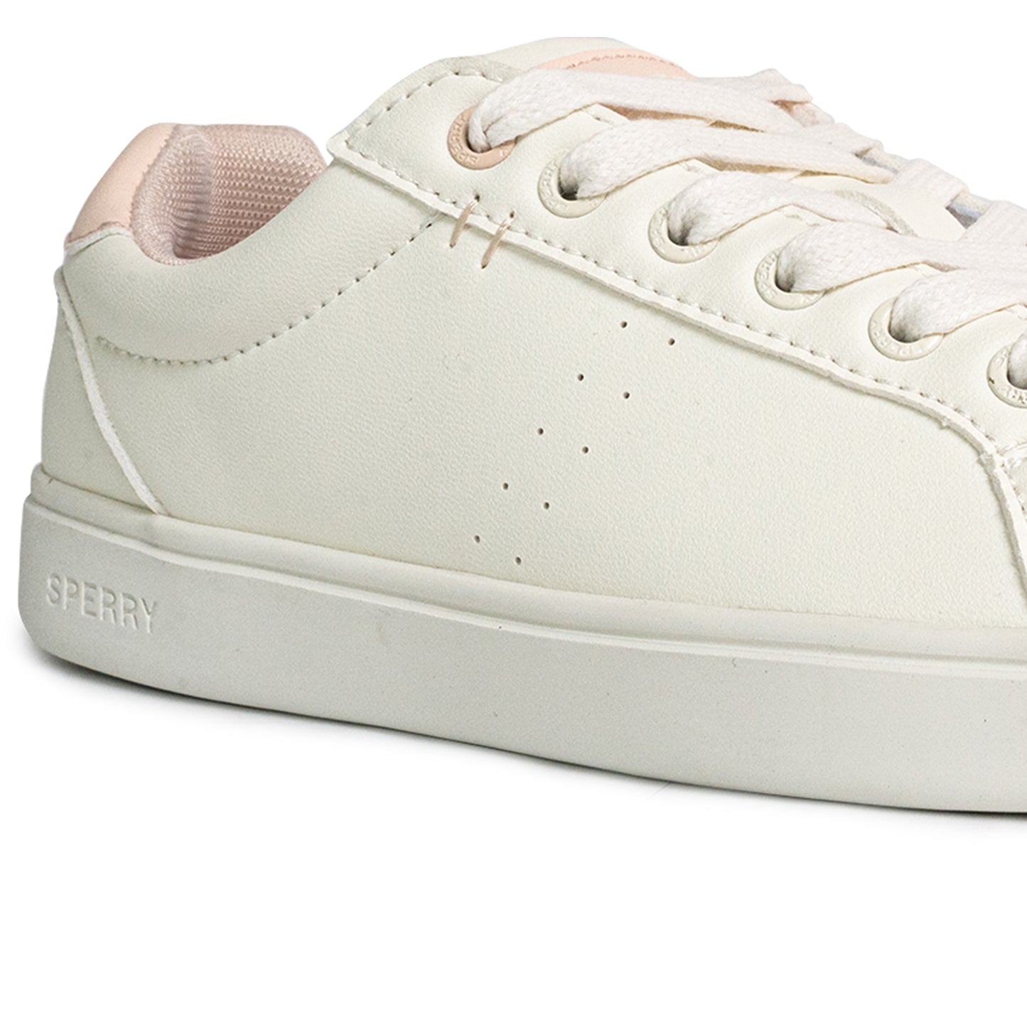 Sperry Women's Deck 90 LTT Leather Sneakers - White/Pink (25S01162)