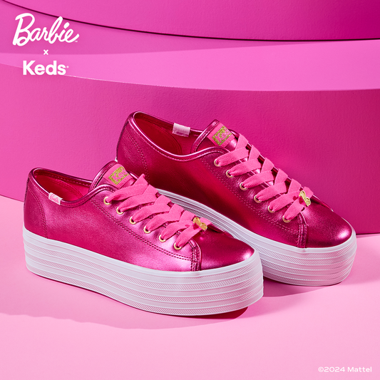 Keds Women's Barbie Triple Up Metallic Leather Sneaker Pink (WH68064)