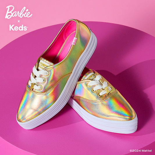 Keds Women's Barbie Point Metallic Leather Sneaker Gold (WH68062)