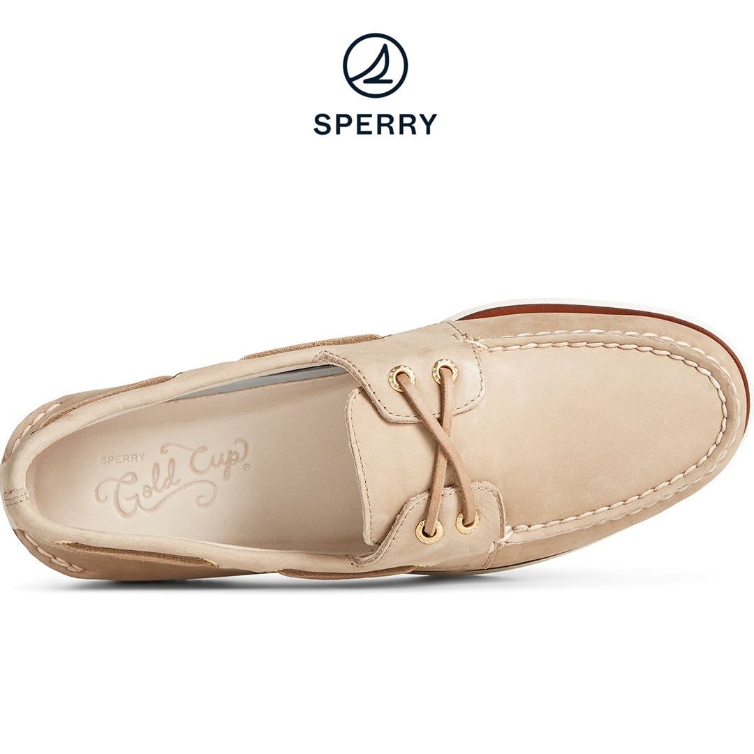 Sperry Men's Gold Cup Authentic Original Cross Lace Nubuck Boat Shoe - Cream (STS24014)